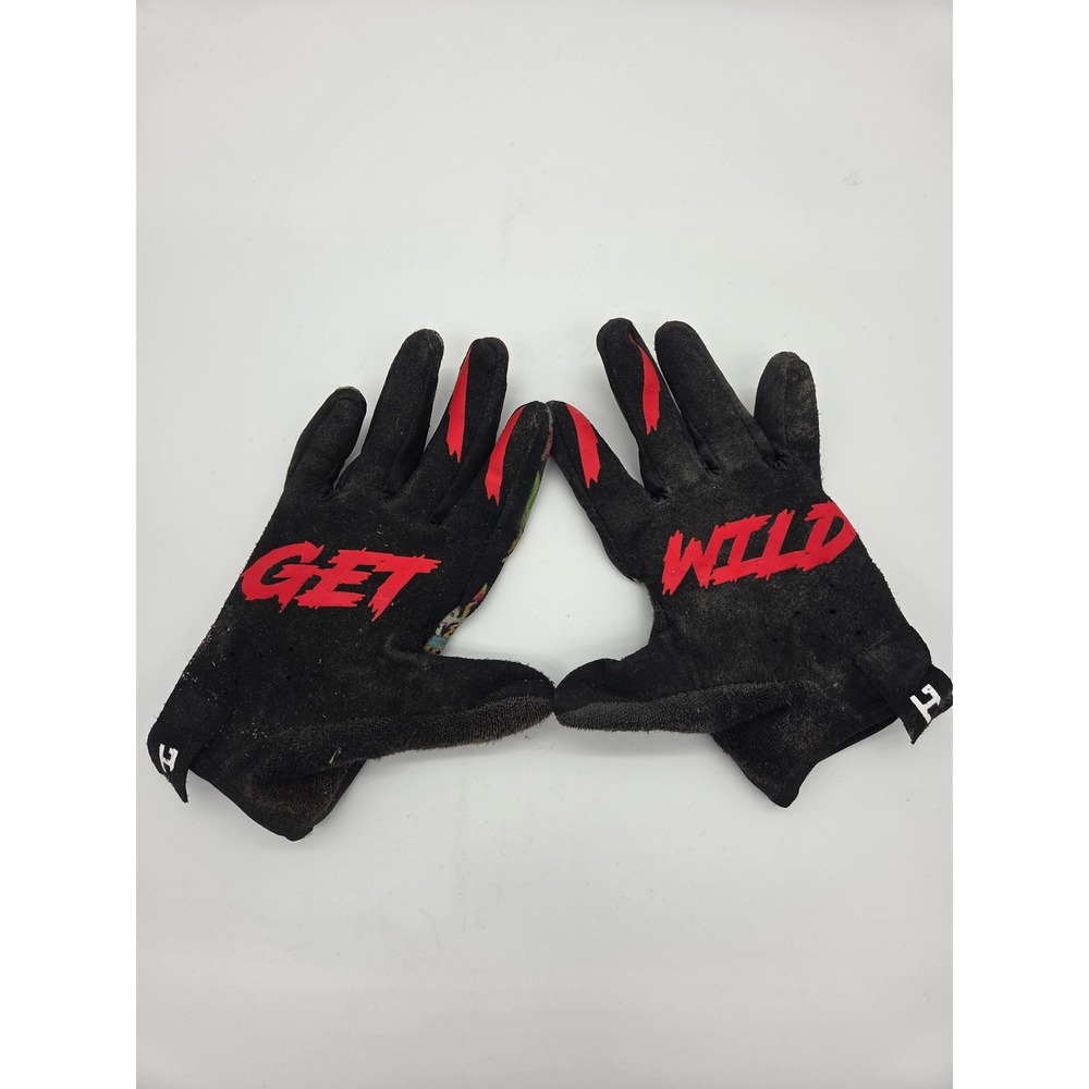Handup Cycling Gloves XXS Black Kids Get Wild Tiger Floral MTB BMX Full Finger